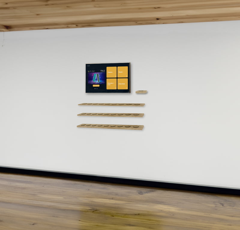 Floating wall-mounted Pick & Place display